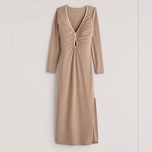 Abercrombie & Fitch Beige V-Neck Dress